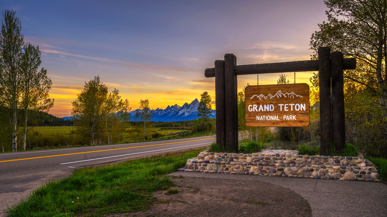Grand Teton National Park Welcome Entrance Sign , Wyoming