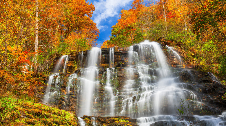 The waterfall at Amicalola Falls State Park in Dawsonville, Georgia
