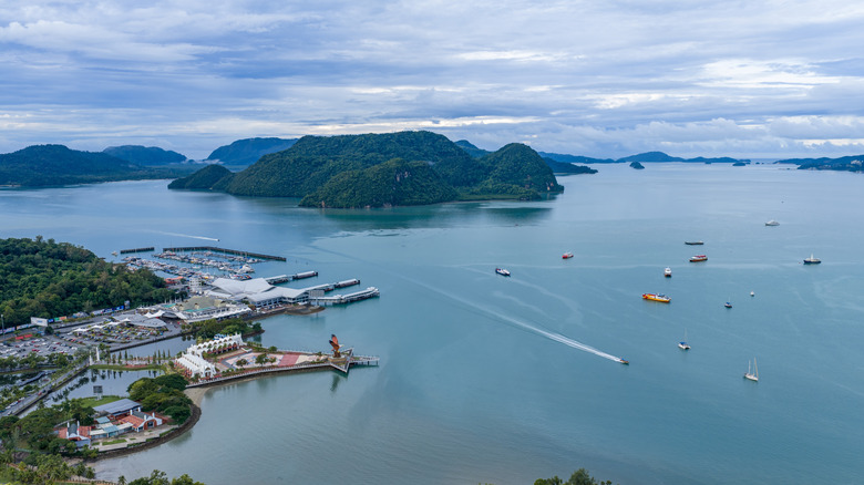 an aerial view of the Langkawi archipelago in Malaysia