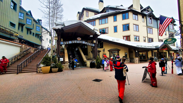 The town of Beaver Creek, Colorado at dusk