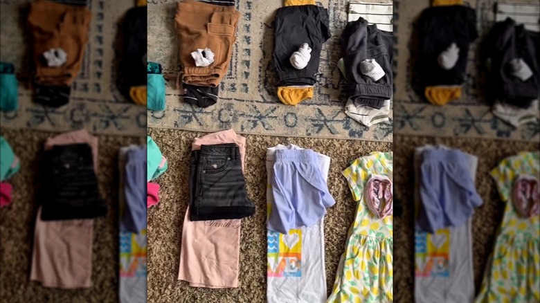 View of travel outfits placed together