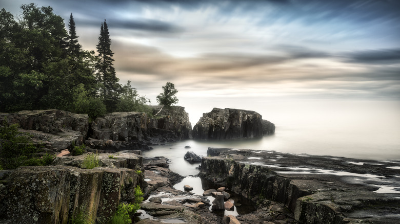 The rocky Lake Superior Shorleline near Grand Marais, Minnesota