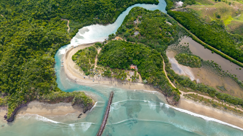 Aerial view of Tenacatita beach on the Jalisco coast