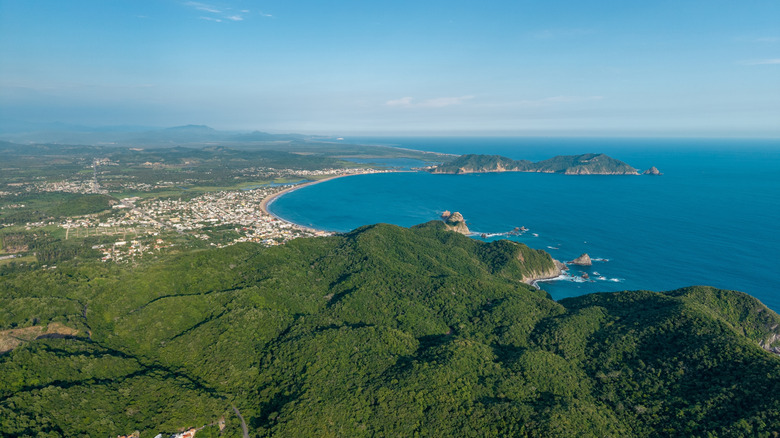 Aerial view of the town of San Patricio Melaque in Costalegre, Jalisco, Mexico