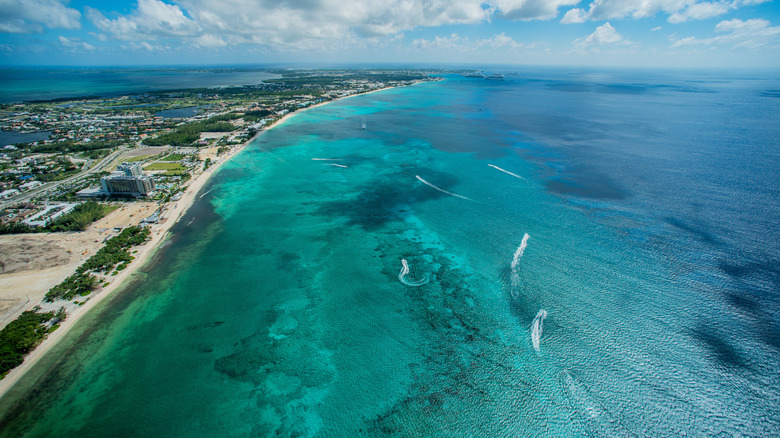 Aerial view of Grand Cayman's Seven Mile Beach