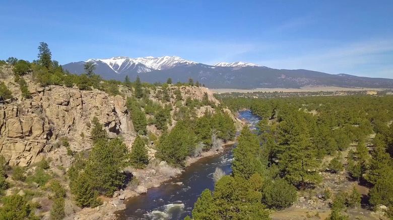 Water flowing through the Arkansas Headwaters Recreation Area in Salida, Colorado