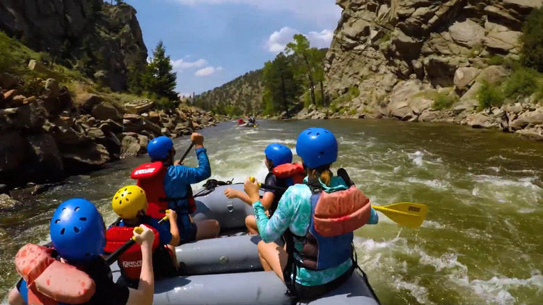 People rafting the rapids in Arkansas Headwaters Recreation Area