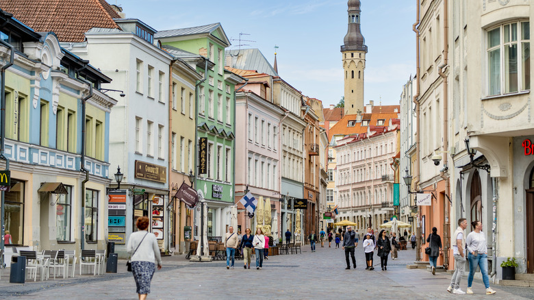 A street view of Old Town in Tallinn, Estonia