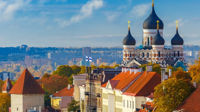 Toompea Hill and a view of Old Town Tallinn, Estonia