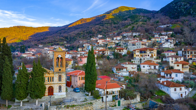 The old historical village of Ampelakia, Larissa, Greece