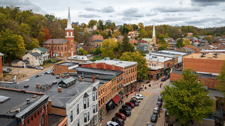 Aerial view of Galena, Illinois