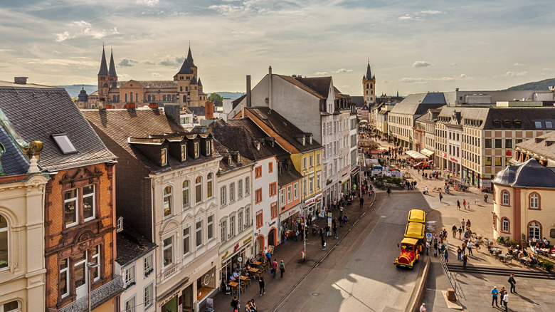 Aerial view of Trier's beautiful Old Town in Germany
