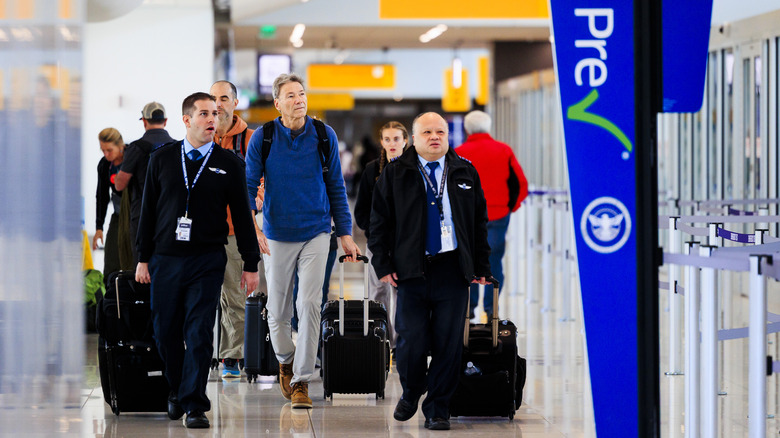 The entry to a TSA security checkpoint at Denver International Airport
