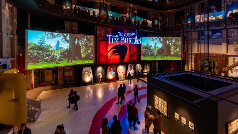 Interior of the Mole Antonelliana Tower featuring a Tim Burton exhibit