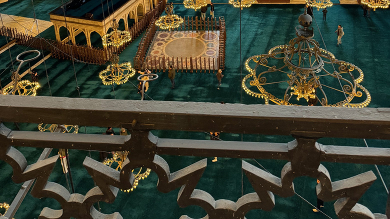 Interior view of Hagia Sophia looking down onto the prayer floor