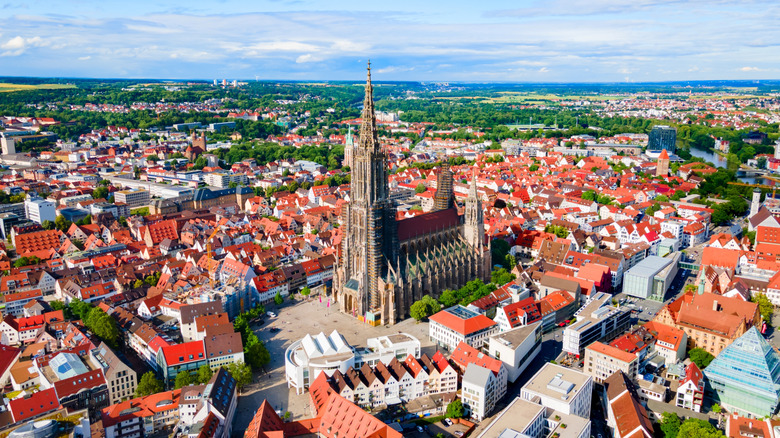 An aerial view of Ulm Minster and the city of Ulm