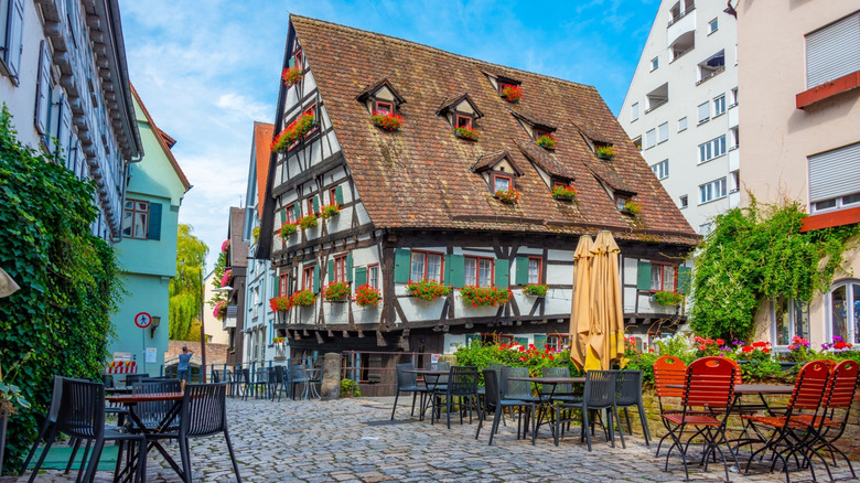 Schiefes Haus, or Crooked House, in the historic quarter of Ulm