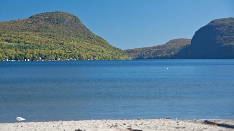 A panoramic view of Lake Willoughby in Westmore, Vermont