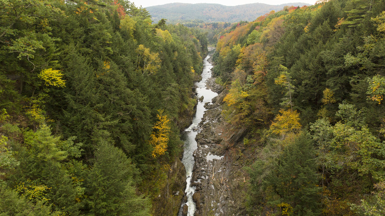 Aerial view of the gorge at Quechee State Park in Hartford, Vermont