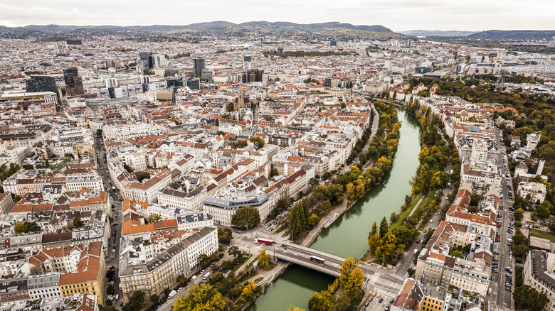 Aerial photo of Vienna and River Wein