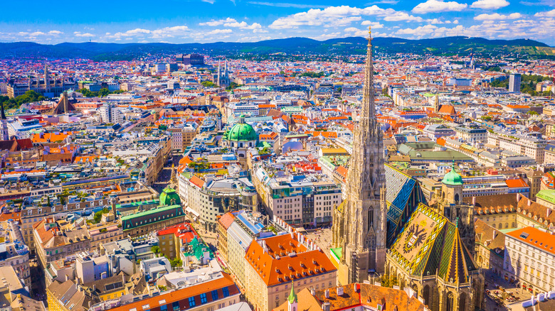 Aerial view of Vienna skyline