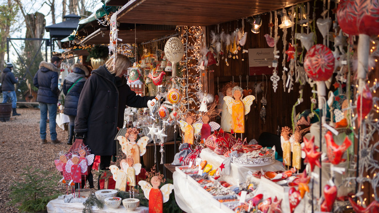 A Christmas booth at Villach's Advent market