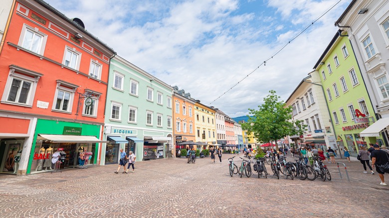 A street view of Hauptplatz, Villach, Austria