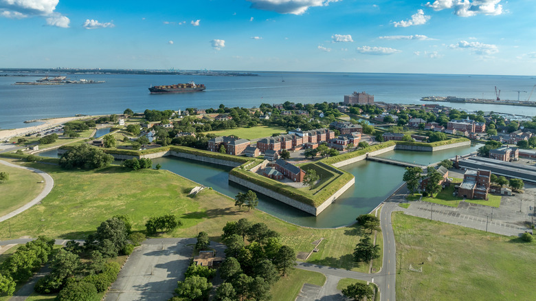 Aerial view of Fort Monroe in Hampton, Virginia