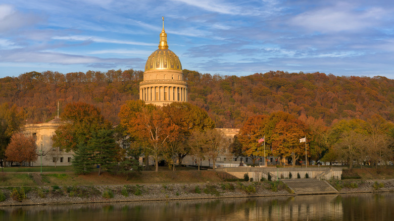 The West Virginia State Capitol in the fall