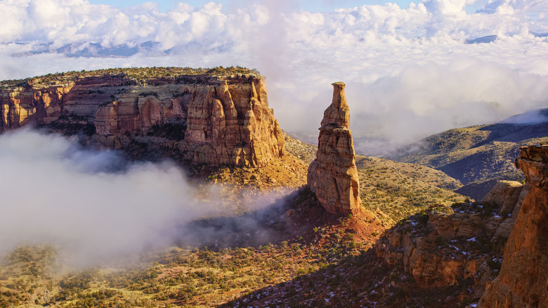 An inversion coming into Colorado National Monument outside of Grand Junction, Colorado