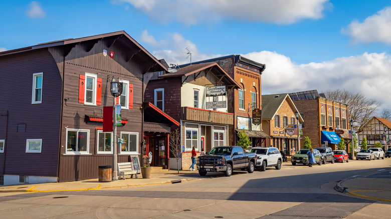 The main street of New Glarus, Wisconsin