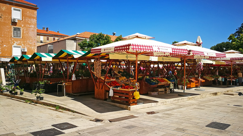 An outdoor market in Zadar, Croatia
