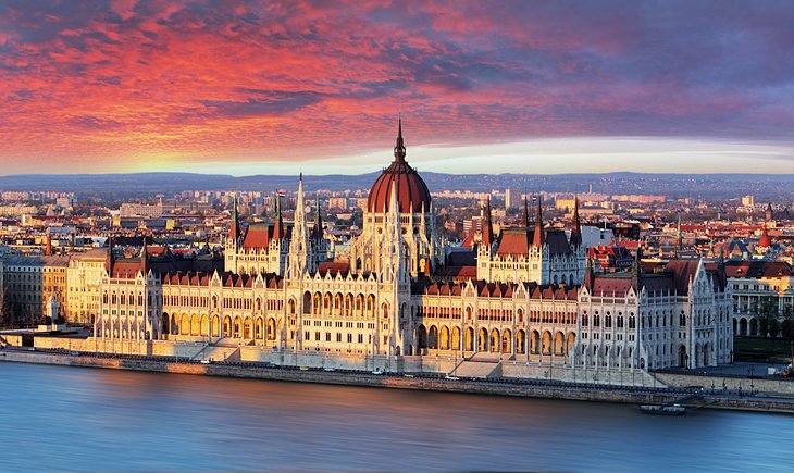 Budapest parliament at sunrise