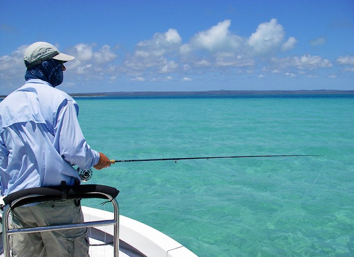 Brian Hastings fly fishing off Hervey Bay, Queensland