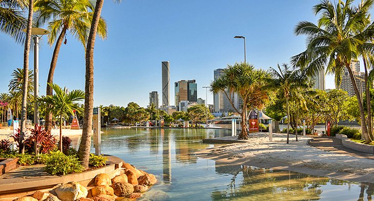 Artificial beach in South Bank neighborhood