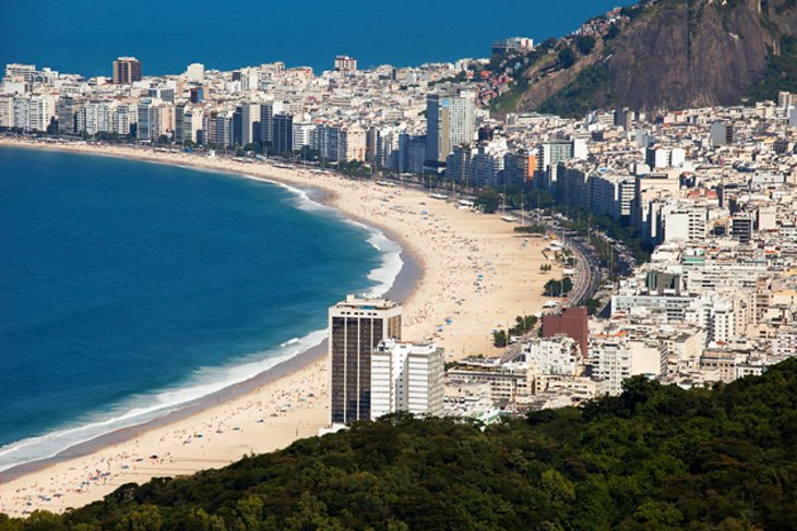 Copacabana Beach, the most famous beach in the Brazilian city of Rio de Janeiro