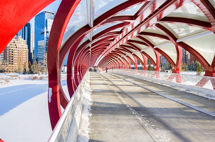 Covered pedestrian bridge in Calgary