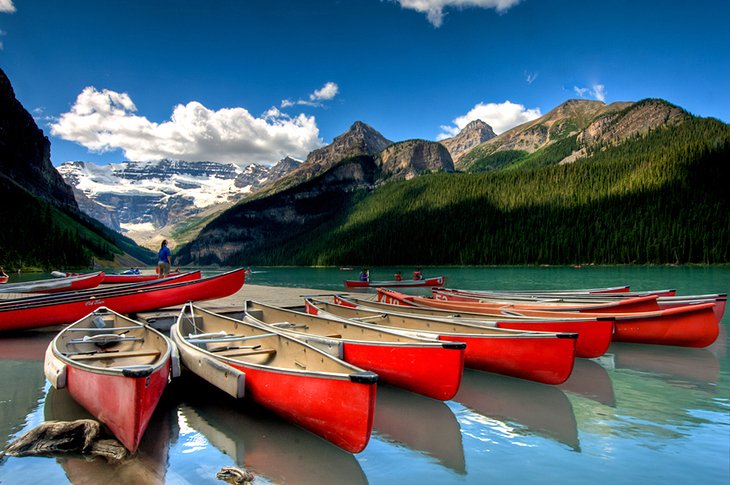 Canoes on Lake Louise