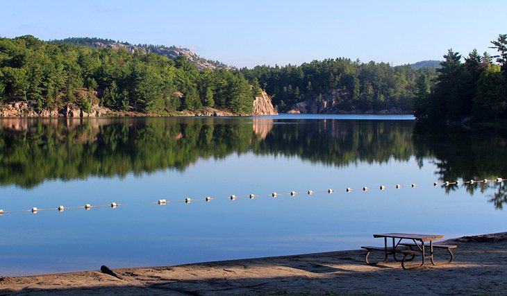 View from beach at George Lake Campground, Section A