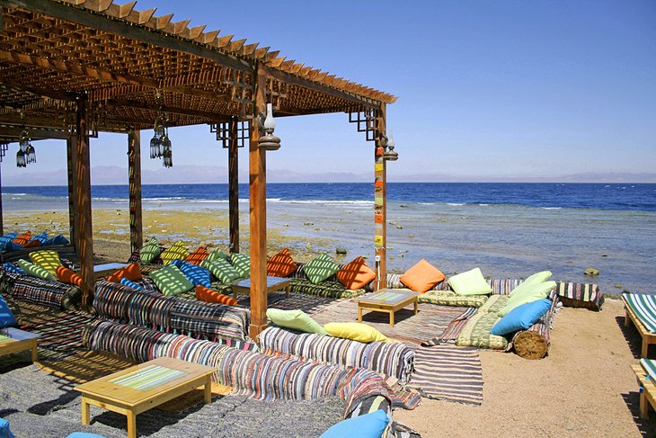 Tourists travel from Sharm El Sheikh to Dahab, usually on a day trip