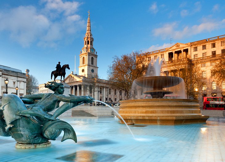 Piccadilly Circus and Trafalgar Square