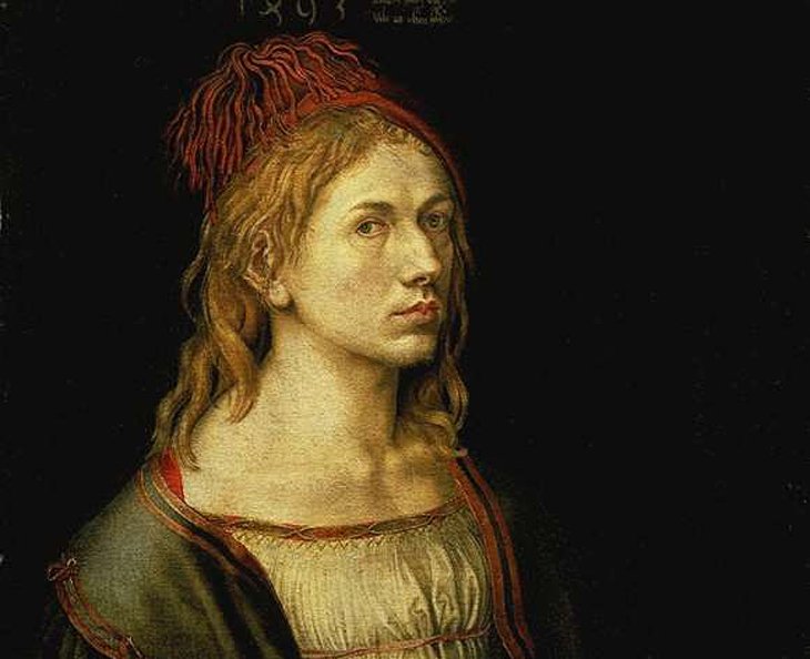 Portrait of the Artist Holding a Thistle by Albrecht Dürer (Richelieu Wing, Room 101)
