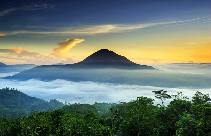 Mount Batur is one of the most important tourist attractions in Bali, Indonesia