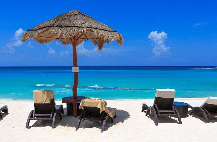 Chaises de plage à Cancún
