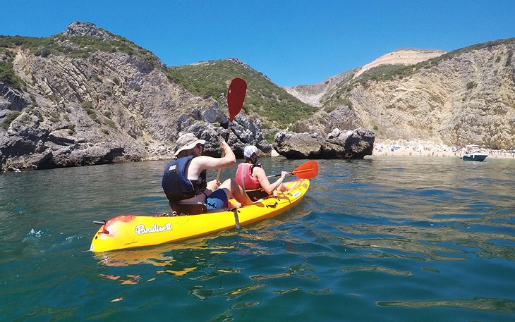 Kayaking off Ribeira do Cavalo Beach near Sesimbra