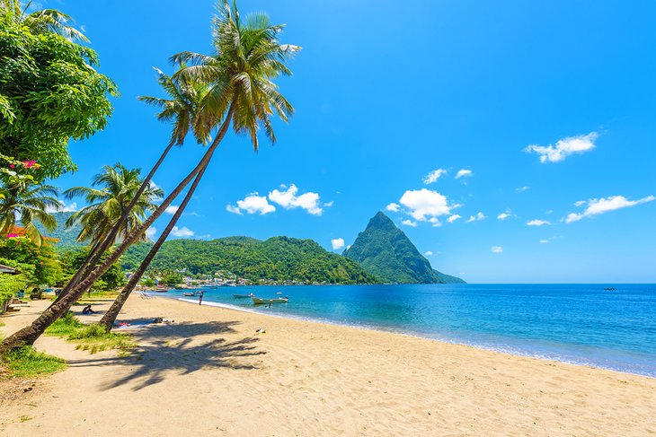 View of the Pitons on St. Lucia