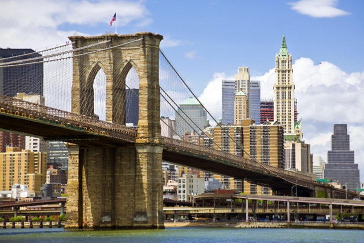 Brooklyn Bridge, one of the most important tourist attractions in New York City, USA