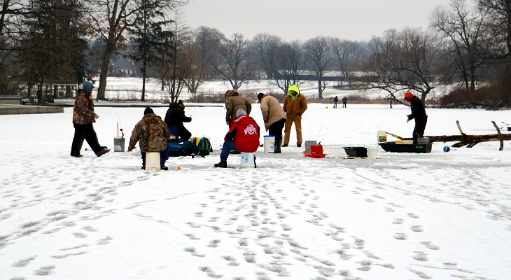 Ice fishing on Deer Creek Lake