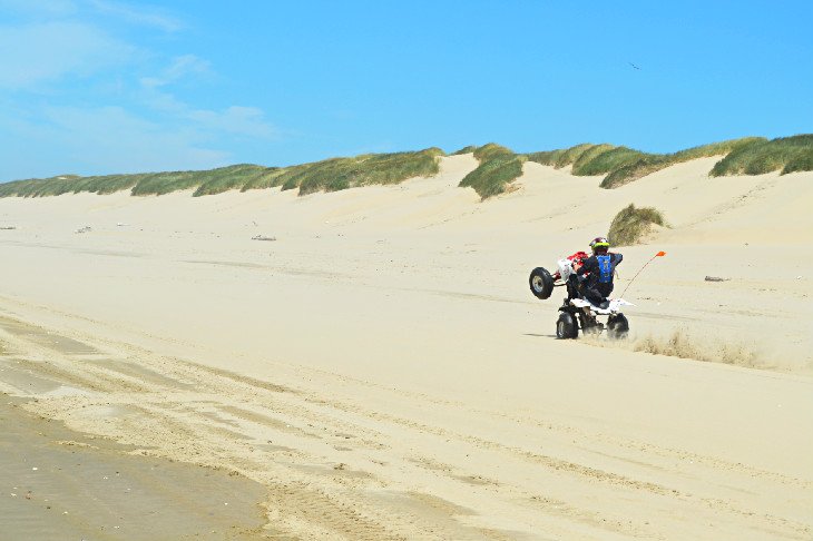 An OHV rider enjoying the sand at Oregon Dunes National Recreation Area