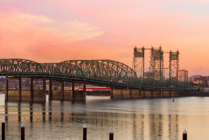 View of the I-5 Bridge from the Waterfront Renaissance Trail